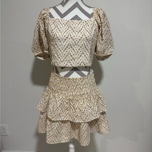 Lilly Pulitzer Cream and Tan Patterned Skirt Set